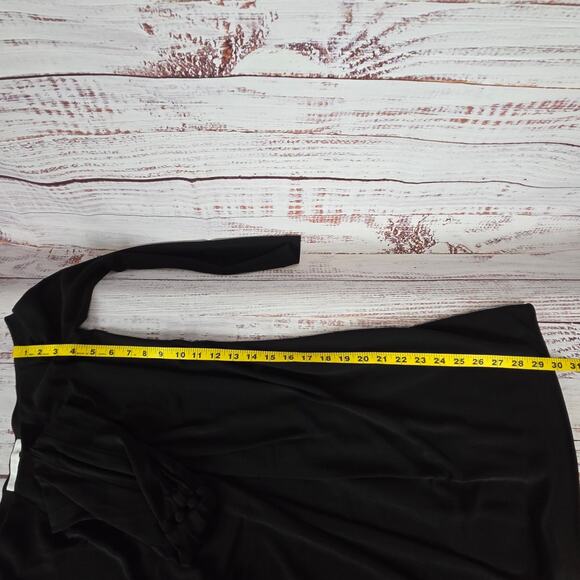 Alexander Wang Black Off Shoulder Halter Dress Sz 4 Silky Shapely Glam Lux Party - Picture 13 of 15